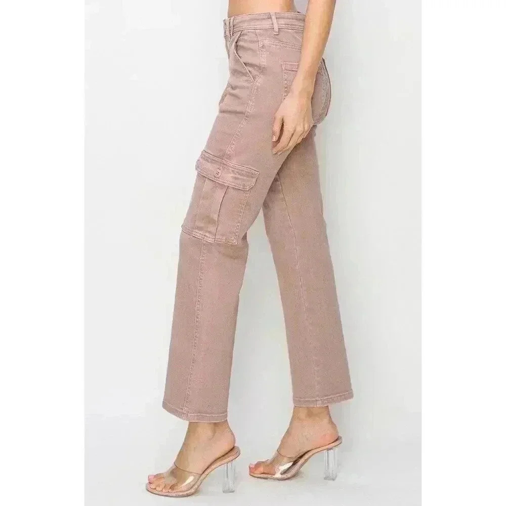 NWT Risen Womens Risen High-Rise Cargo Pants Mauve Size 2XL - Picture 3 of 13